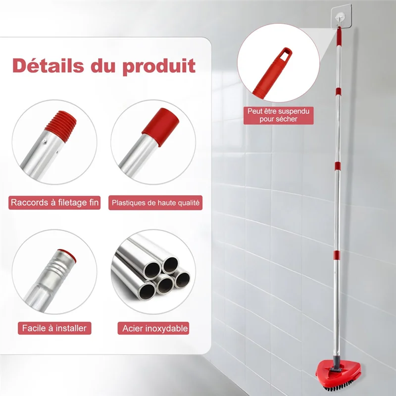 ABNO-Spin Mop Replacement Handle 30-58 Inch Adjustable Stainless Steel Stick Compatible With Ocedar A