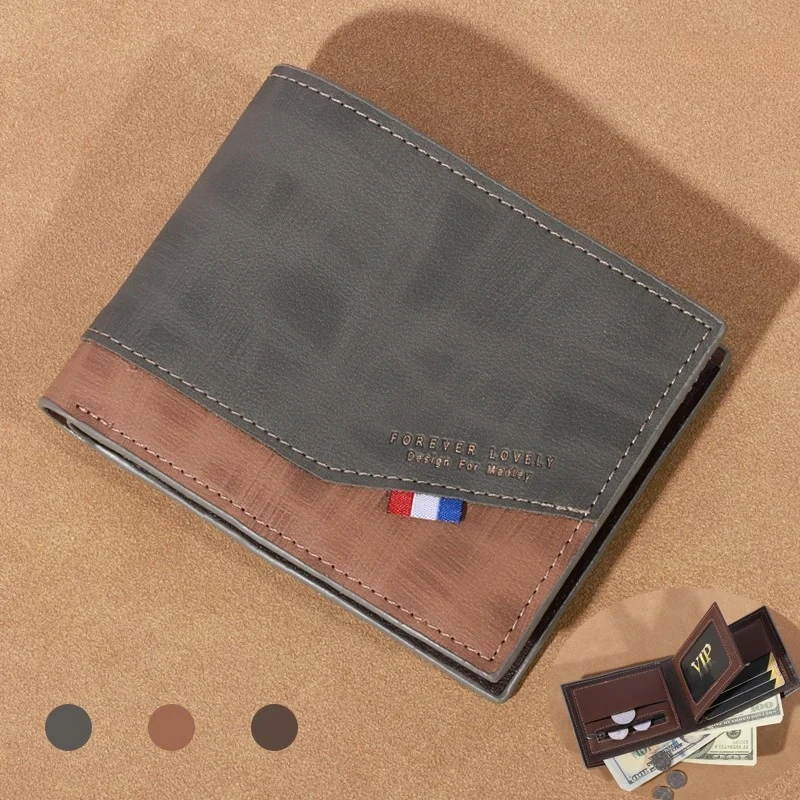 محفظة جلدية قصيرة بلوري للرجال - سعة كبيرة مع فتحات متعددة، وجيب للعملات المعدنية وحامل صور، ومحافظ رجالية صغيرة الحجم