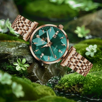 OLEVS 5536 Quartz watch women rhombus Waterproof shock resistant rose gold stainless steel top brand wristwatch lover gift