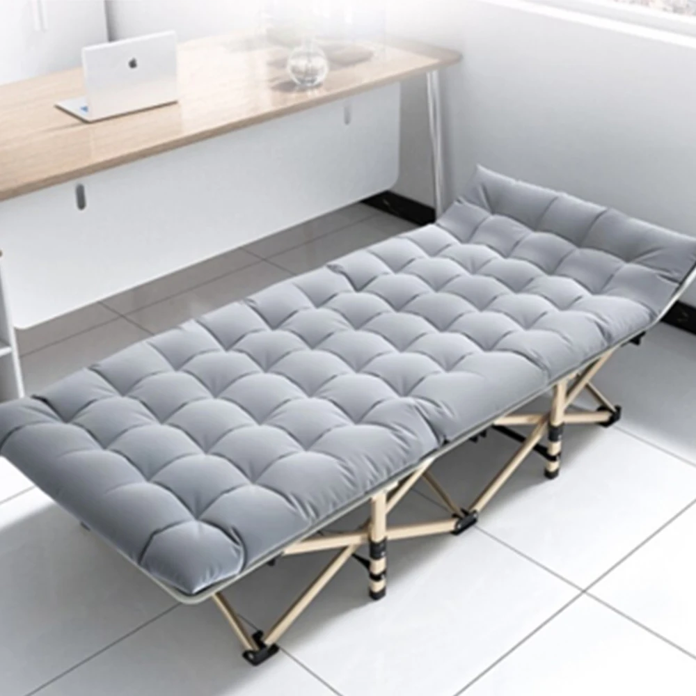 Folding Bed Single Reclining Foldable Extendable Steel Frame Modern Portable Camping Bed Outdoor Use
