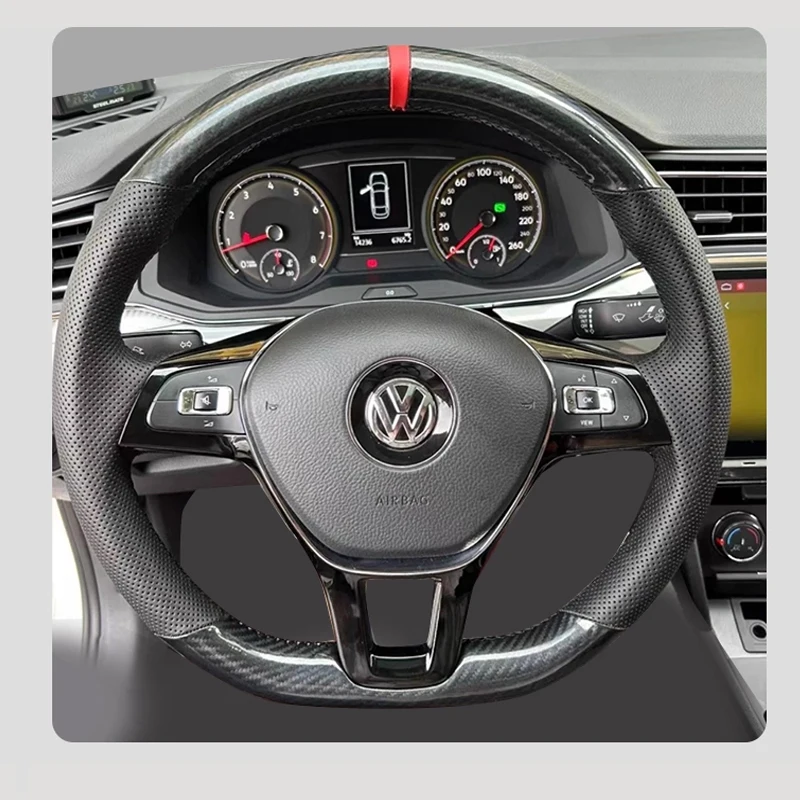 Car Steering Wheel Cover for Volkswagen VW Golf 7 Mk7 Touran Up New Polo Jetta Passat B8 Tiguan Hand-sewn Sewing Genuine Leather