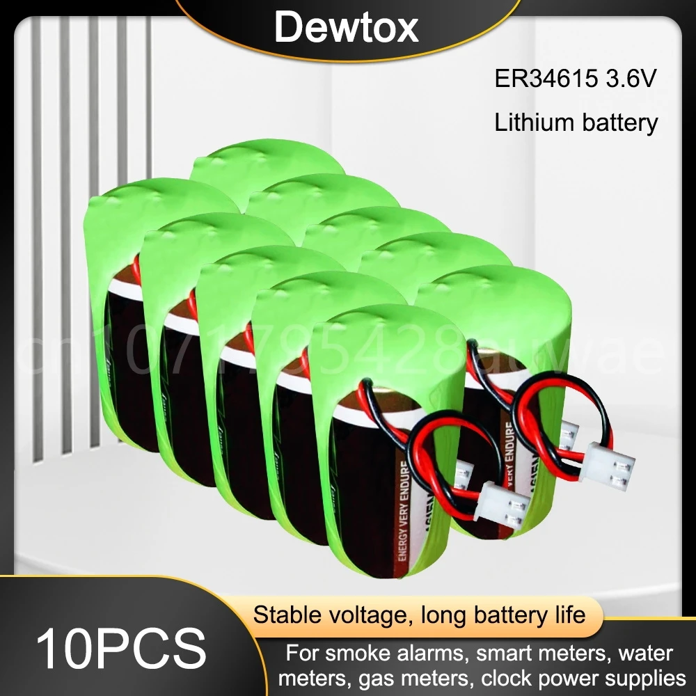 

10PCS Original NEW ER34615M 34615 D Size 3.6V 19000mAh Intelligent Electric Flow Water Meter PLC Lithium Battery with Plug