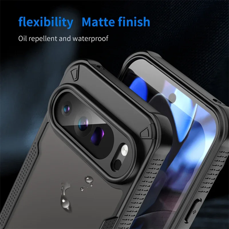 Frosted Matte Translucent Hybrid Rugged Armor Phone Case For Google Pixel 10 9 Pro XL 9A 8 A/Pro Anti-fall Lens Protector Cover