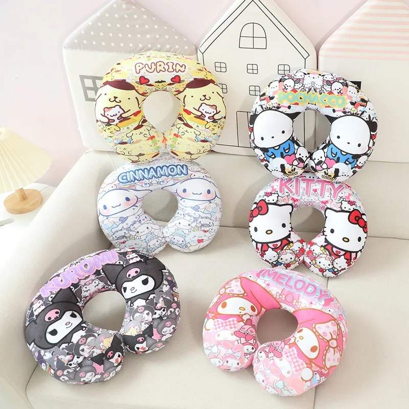 

2024 Sanrio U-shaped Pillow Kawaii MyMelody Kuromi Cinnamoroll Japanese New Cartoon Nap Travel Neck Pillow