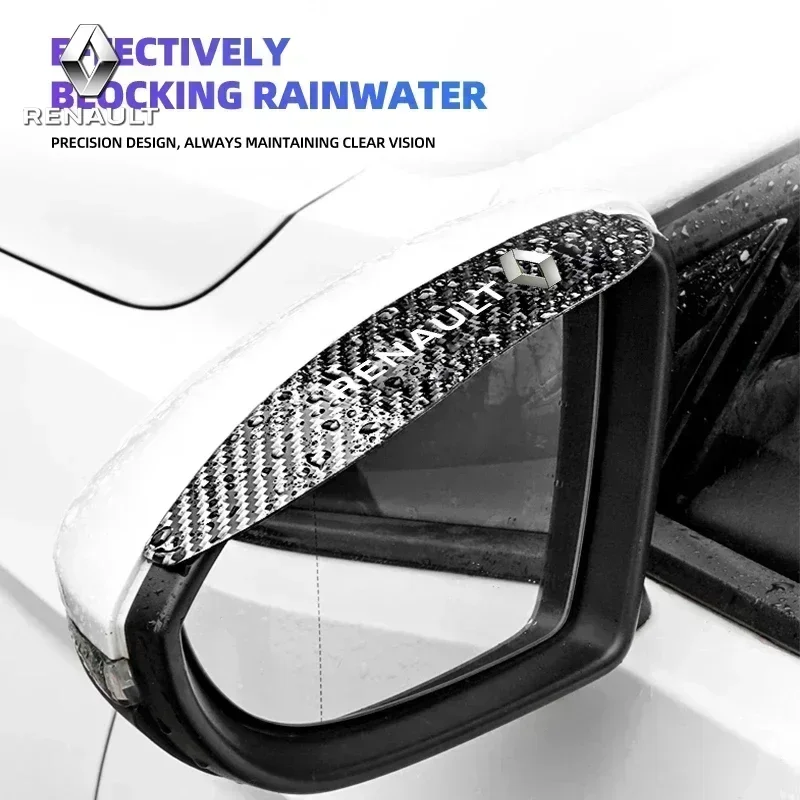 2Pcs Carbon Fiber Car Rearview Mirror Eyebrow Rain Cover For Renault Kadjar Megane Clio Koleos Espace ZOE QM6 Captur Scenic