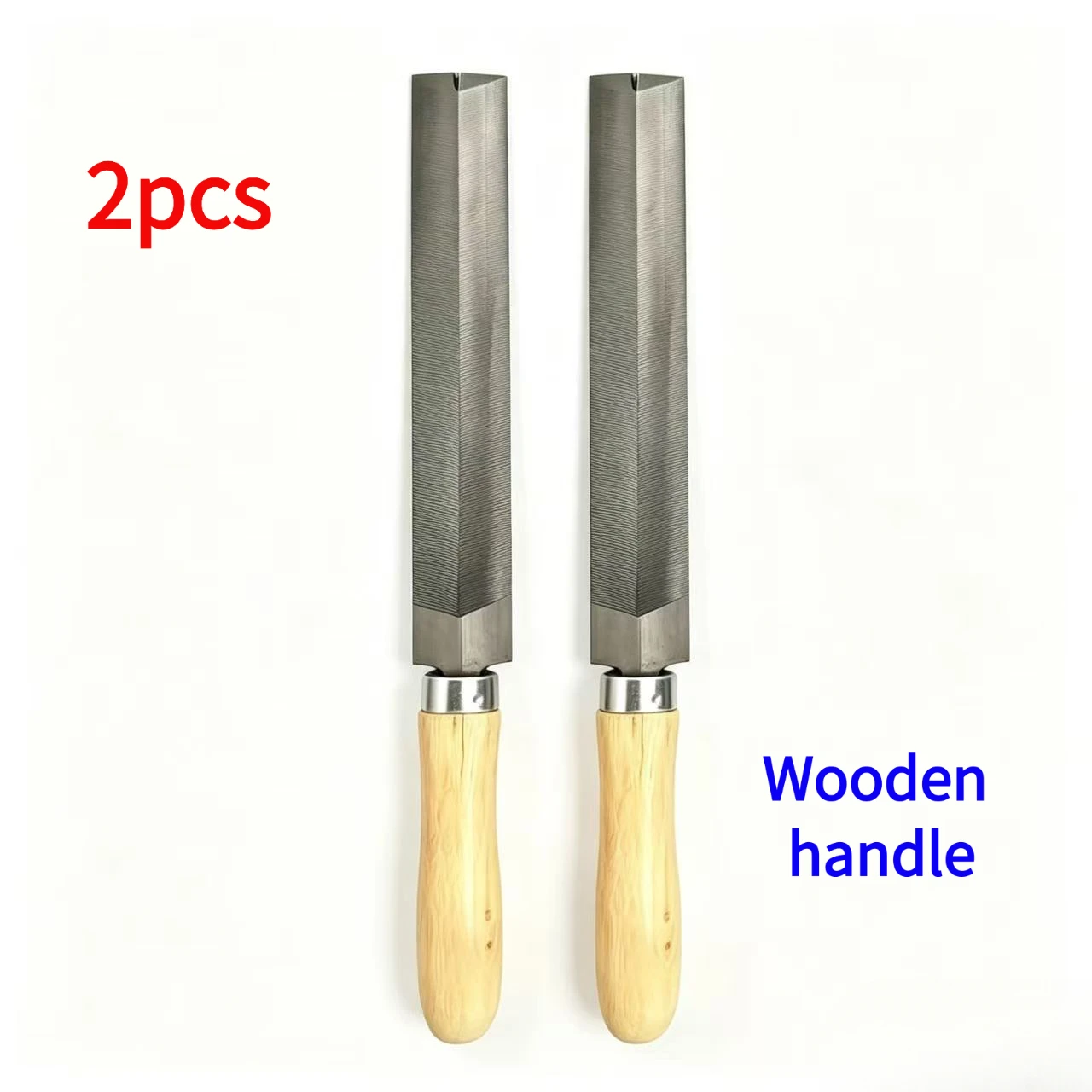 2Pcs Single Cut Steel File with Wooden Handle, for Grinding, Shaping & Deburring, Suitable for Scissors, Knives and Gardening To