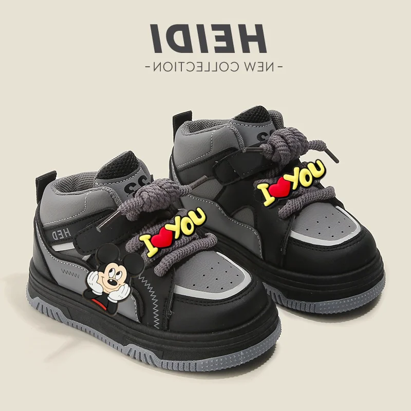 ディズニー ベビー 幼児用シューズ スティッチ ミッキーマウス キッズ スニーカー 春秋 男の子 カジュアルシューズ ハイカット 女の子 ボードシューズ ソフトソール