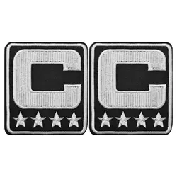 Captain Embroidered Patches, Iron-on Embroidery Appliques, Letter C, Black, 2Pcs