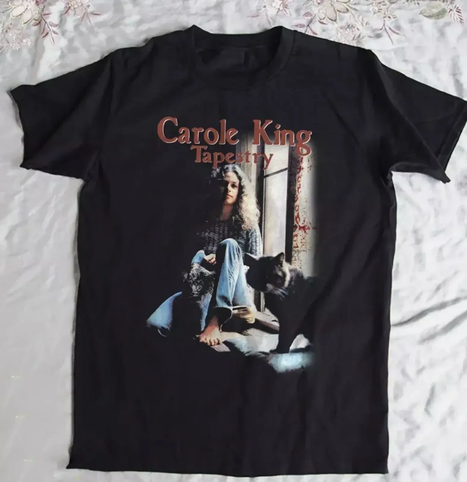 Vtg Carole King Tapestry Album Cotton Black S-5XL Unisex Shirt