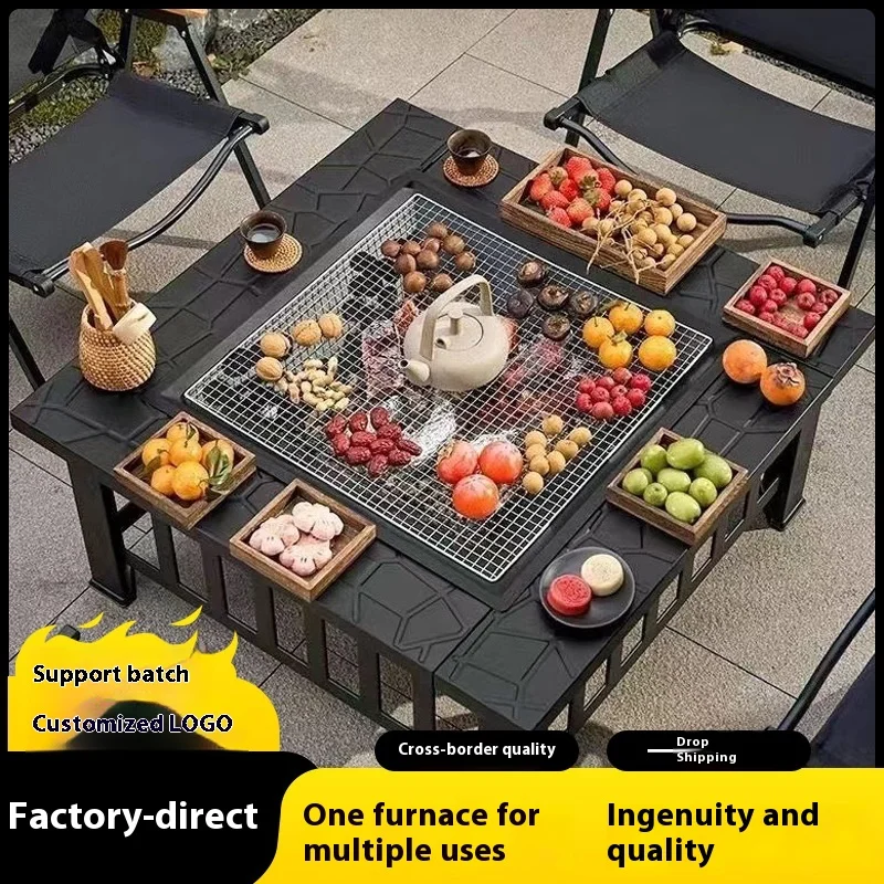 

Complete Set of Barbecue Equipment: Outdoor Courtyard BBQ Grill, Heating Table, Barbecue Rack, and Outdoor Grill