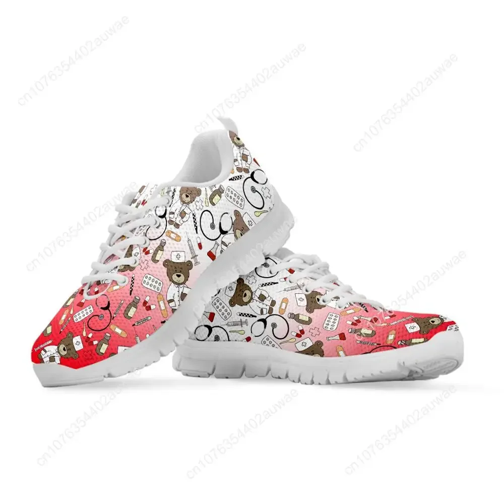 Scarpe autunno Flats scarpe donna Cute Cartoon Nurse Bear Print Sneakers stringate femminili calzature da donna muslimate