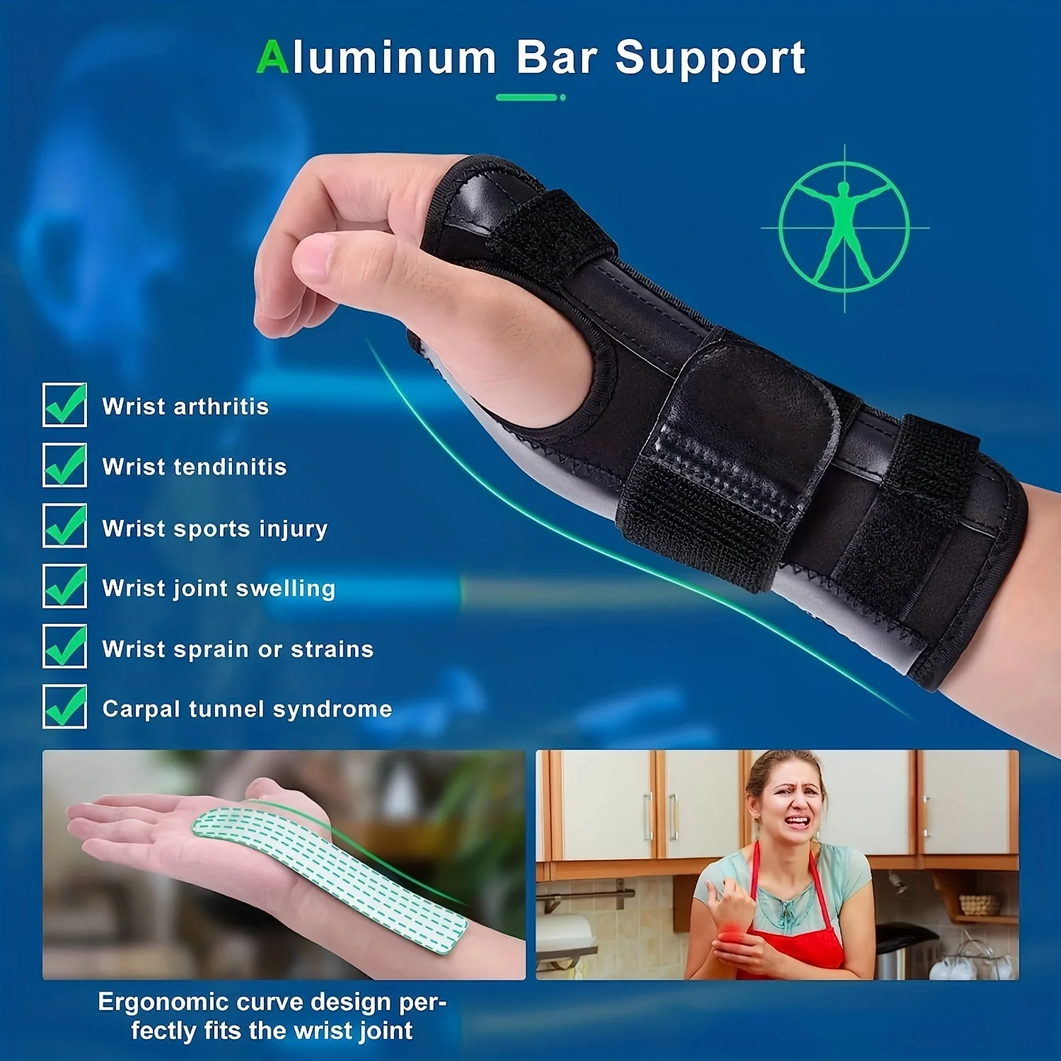 Wrist Splint For Carpal, Tunnel Syndrome, Adjustable Compression Wrist Brace For Right And Left Hand, Pain Relief For Arthritis