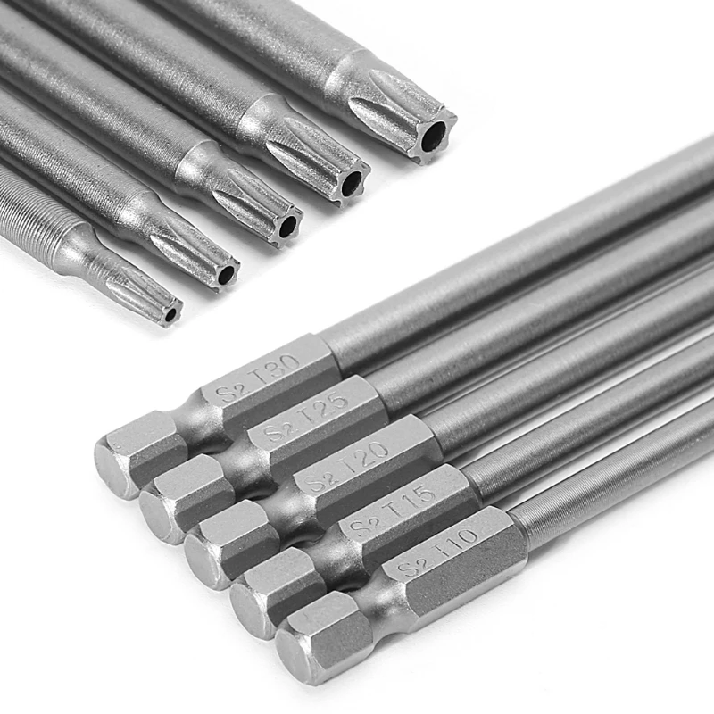 New 5 Pcs/Set 150mm T10-T30 Long Torx Electric Screwdriver Drill Bits