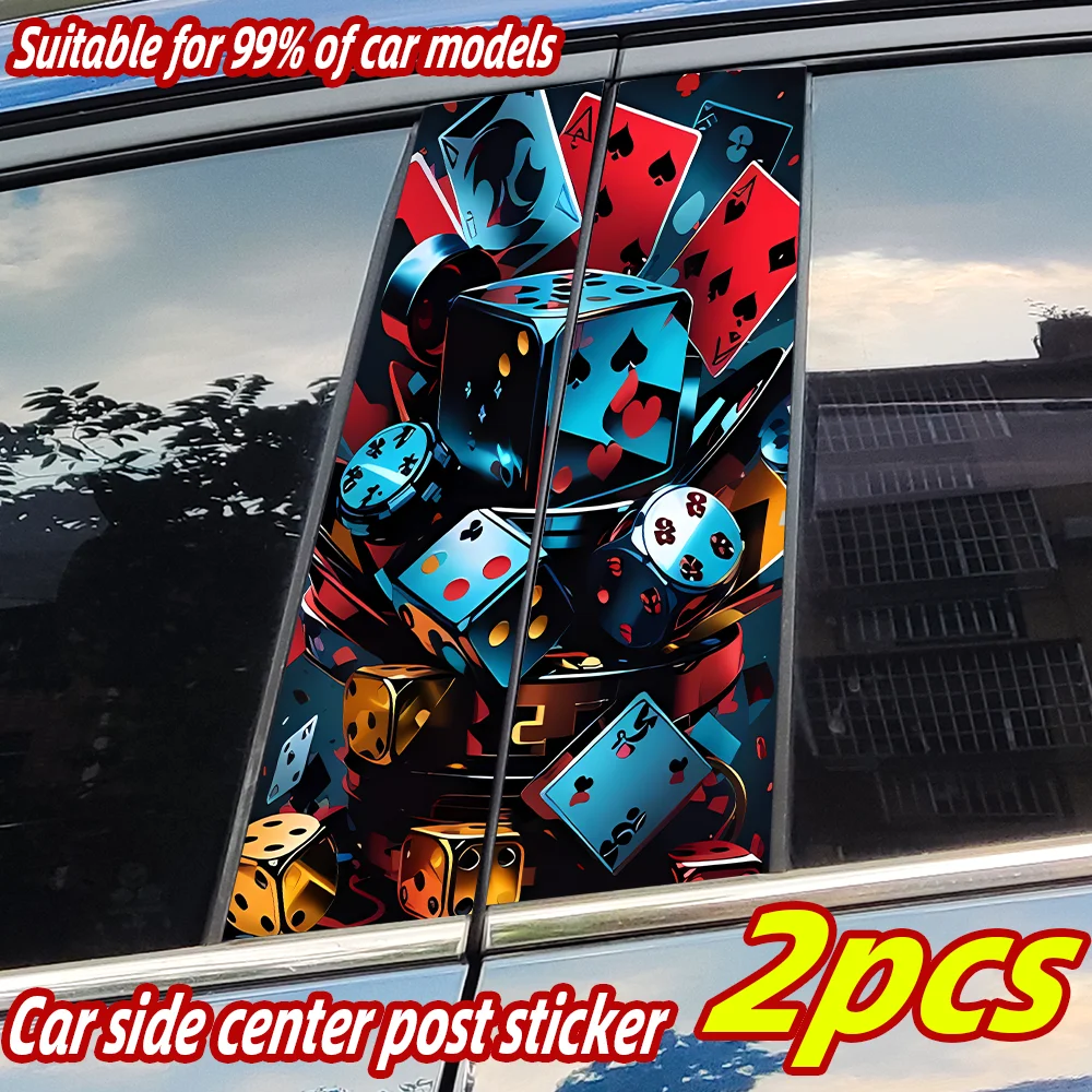 

Dice Poker Spades Car Stickers Auto B Pillar Waterproof Center Column Decor Cover Scratches Car Doors Pillar Decals Accessories