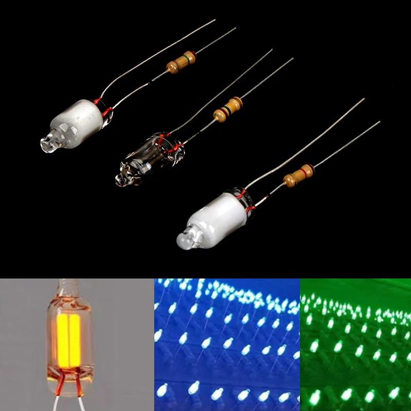 

10Pcs Neon Light Bulbs 6*13mm Mini Neon Light Indicator With Resistor 220V Red/Blue/Green