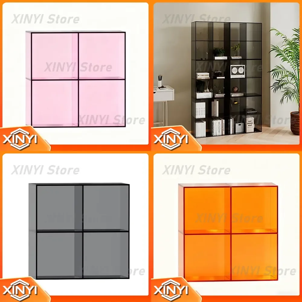 Light Luxury Bay Window Bookcase for Living Room Bedroom Corner Storage Cabinet Shelf Unit Solid Wood Home Office Organizer