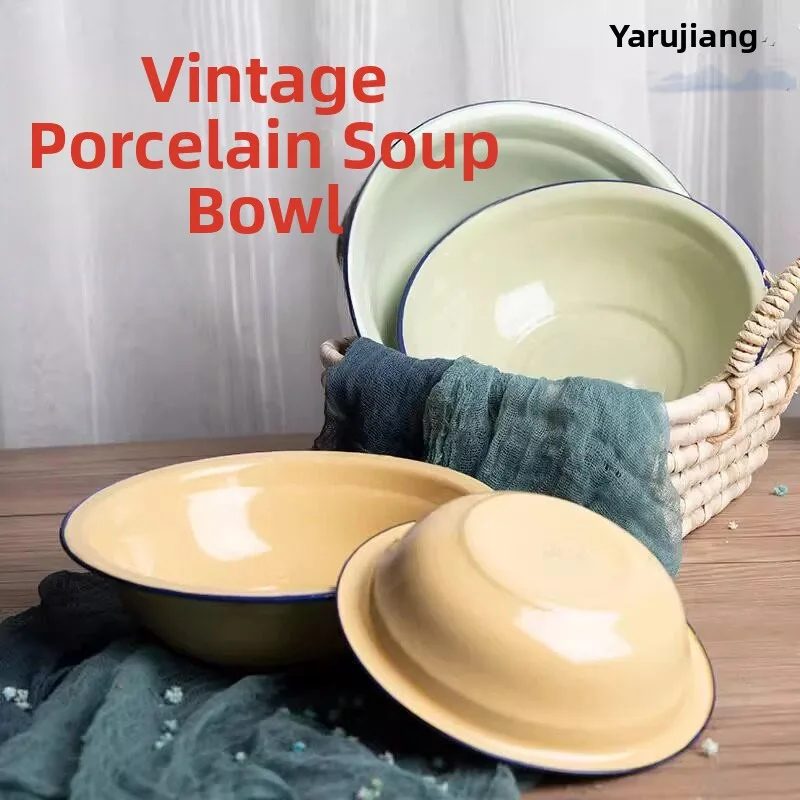 

Thickened Enamel Dish Old Style Baby Face Basin Laundry Bowl Triangular Shape Polished Surface for Temporary Dining Occasions