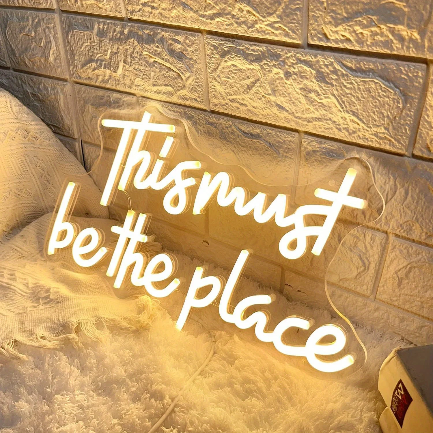 This Must Be The Place Neon Sign LED Light Up Letter Sign for Wall Decor Wedding Party Neon Night Light for Girls Bedroom Decor