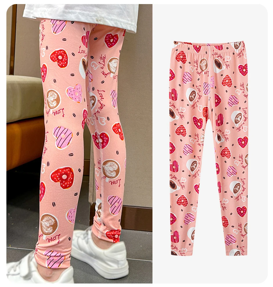 2/4 Stück Kinder Mix And Match Love Bedruckte Leggings Mädchen Casual Joker Slim 9-Hosen Mode Elastische Taille Valentinstag Pan – Detail 6