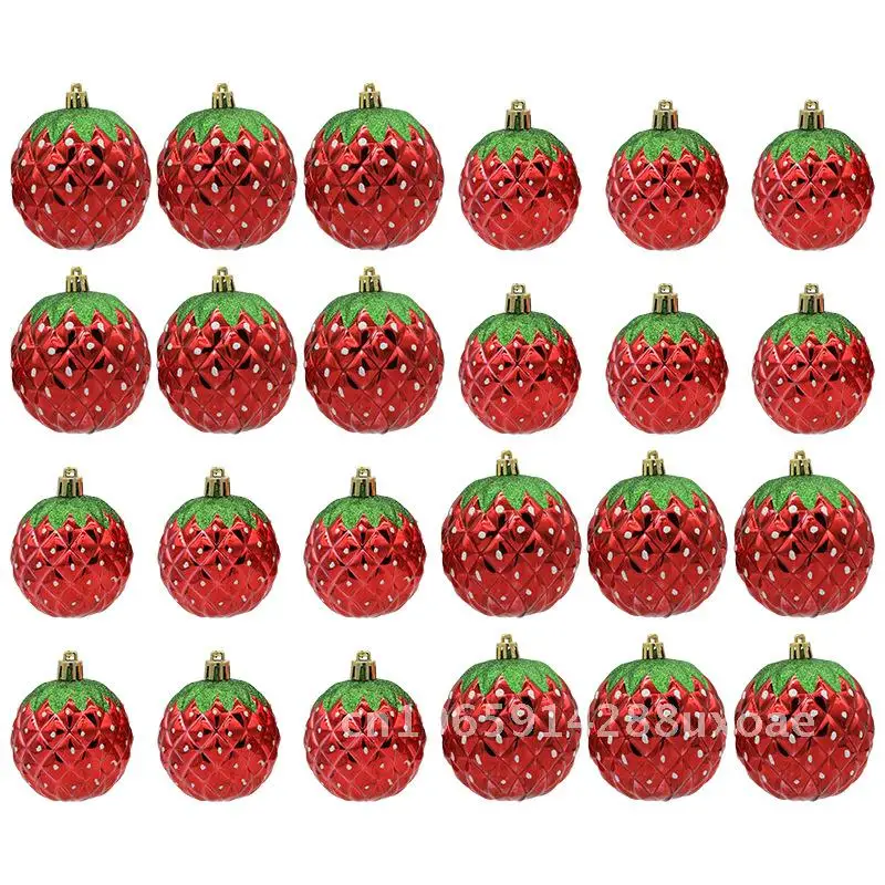 

Strawberry Shaped Christmas Tree Decorations Electroplated Ball Modern Art Plastic Crafts Christmas Gifts