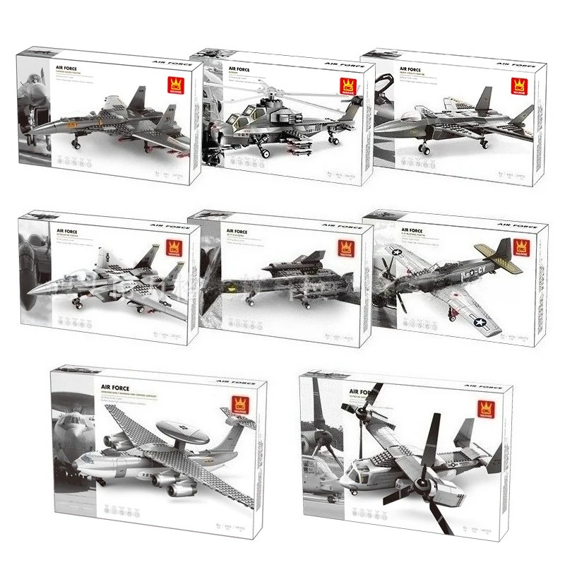 Technical P-51 AH-64 APACHEs Nighthawk Attack Aircraft Building Blocks Military Stealth carrier based Fighter Bricks Toys