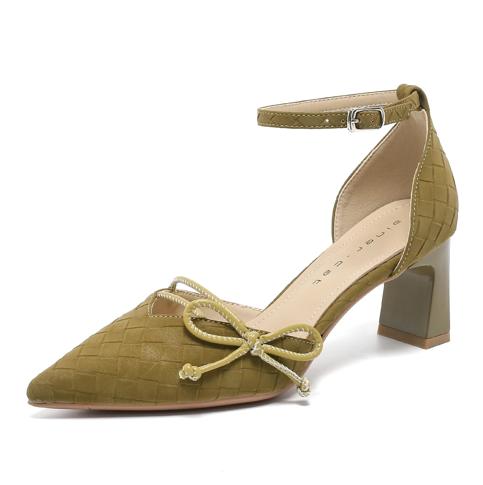 

Женские туфли Bloomsteps на массивном каблуке, новинка 2026 года, во французском стиле, с бантом, заостренным носком, ремешком, вырезами и низким вырезом, на одном ремешке