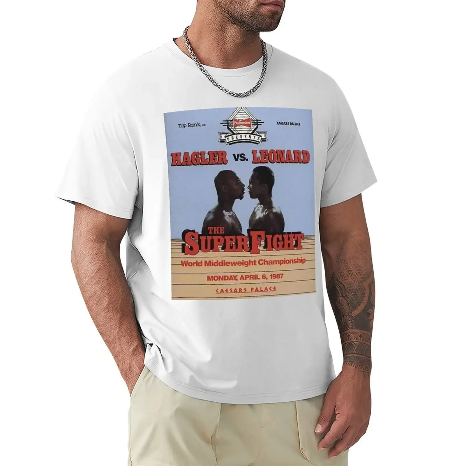 Marvin Hagler vs Sugar Ray Leonard Poster T-Shirt for a boy hippie clothes plus sizes slim fit t shirts for men