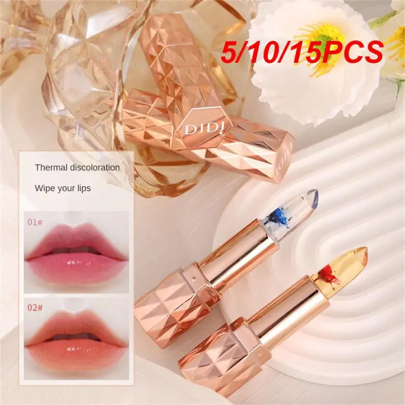 

5/10/15PCS Jelly Color Changing Lipstick Moisturize Moist Temperature Change Lip Balm Lipstick Non Stick Lip Balm 3.8g