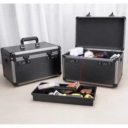 Double Customs Combination Lock Aluminum Alloy Carrying Case For Cash Money Valuables Storage Box Suitcase Small Toolbox