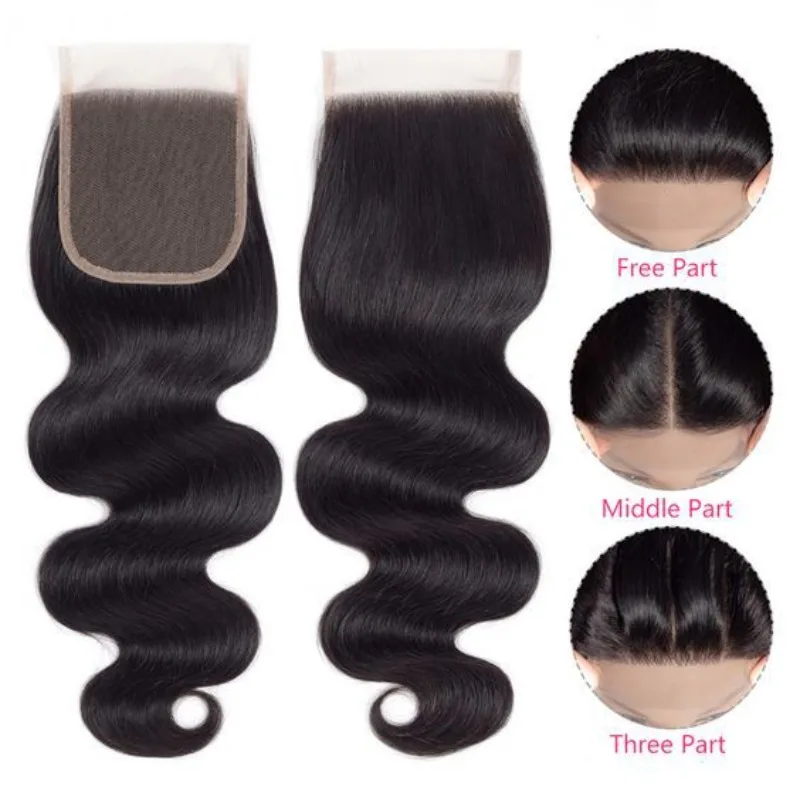 4x4 Lace Closure Body Wave Echthaar Natürliche Farbe Vorgezupftes Babyhaar Schweizer Lace Closure Für Schwarze Frauen Tägliche Perückenherstellung – Detail 2