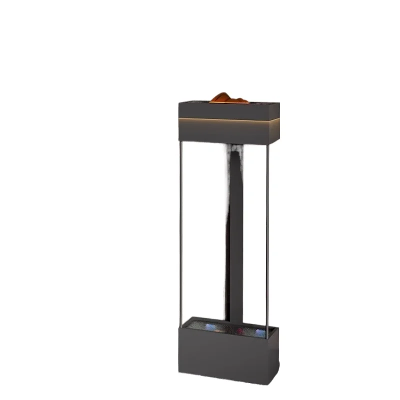 

Floor-to-ceiling running water fish tank light luxury office landscaping creative living room ornament