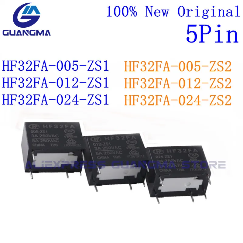 

10pcs HF32FA Relay JZC HF32FA-005-ZS1 HF32FA-012-ZS1 HF32FA-024-ZS1 5Pin 5A 250VAC HF32FA-005-ZS2 HF32FA-012-ZS2 HF32FA-024-ZS2