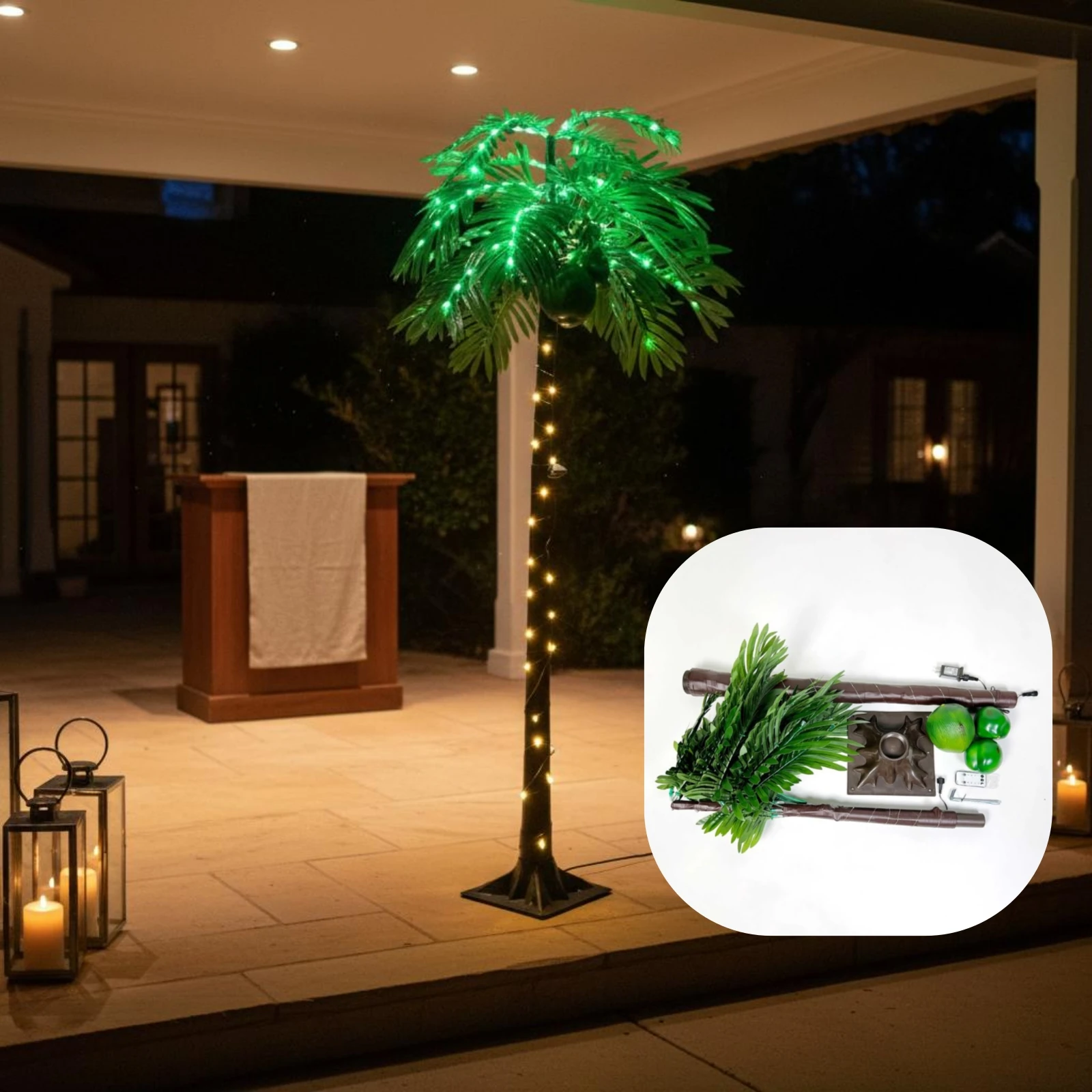 LED Palm Tree Lamp Eye-Catching Glowing Coconut Tree Party Decor Timer Switch Dimmable for Garden