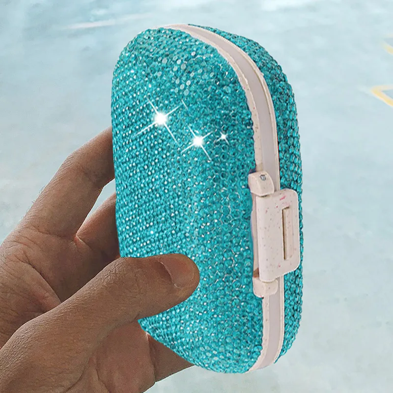 Travel Pill Organizer w/ Rhinestones 175 Medicine Labels 8 Compartments Moisture Proof Pill Case Mini Medication Organizer Set