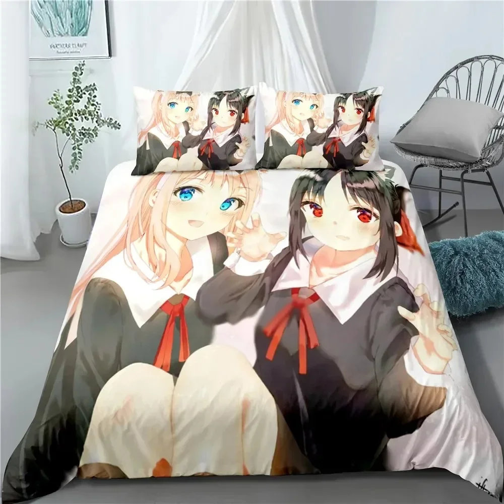 Anime Kaguya-sama Love is War Miyuki Shirogane Bedding Set Boys Girls Twin Queen Size Duvet Cover Pillowcase Bed Kids Adult