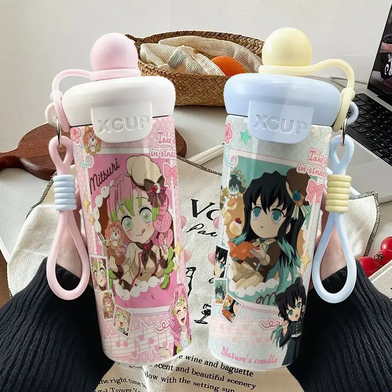 

Demon Slayer: Kimetsu no Yaiba Tokitoru Muichiro Kanroji Miuri stainless steel straw thermos cup cute large capacity coffee cup