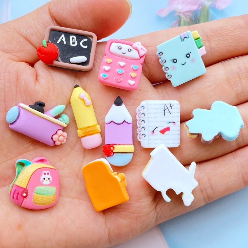 20Pcs New Cute Mini Stationery Flat  Back Resin Scrapbook Diy Wedding Hairpin Accessories Embellishments Craft