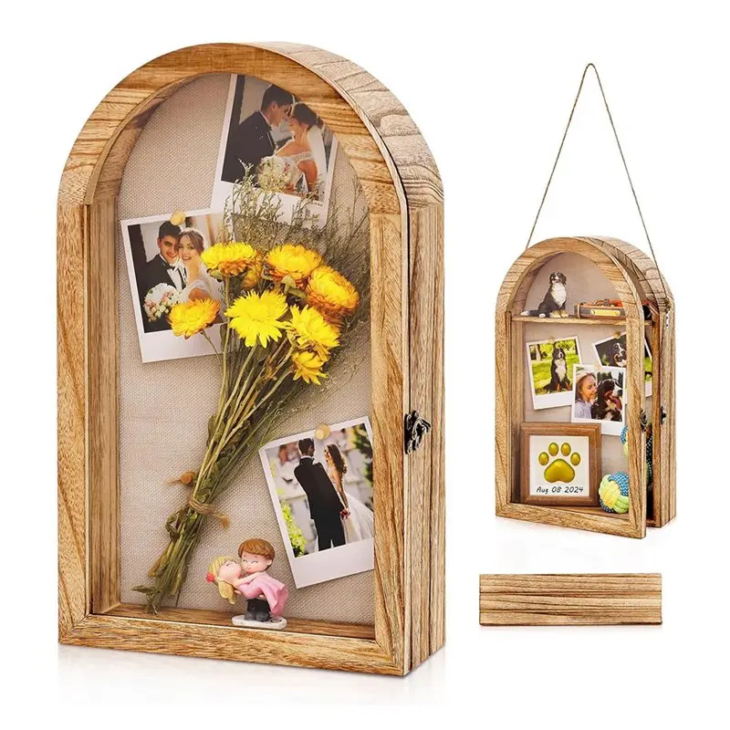 

ABAH-Large Shadow Boxes Display Cases 10X16 With Linen Back And Removable Shelves, Picture Frame Wedding Shadow Box Frame