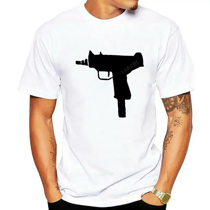 Men Round neck tshirts Camiseta blanca y negra Vintage de Uzi Gun RARE Kanji japonés KYC, S M L XL unisex Oversized tee-shirt