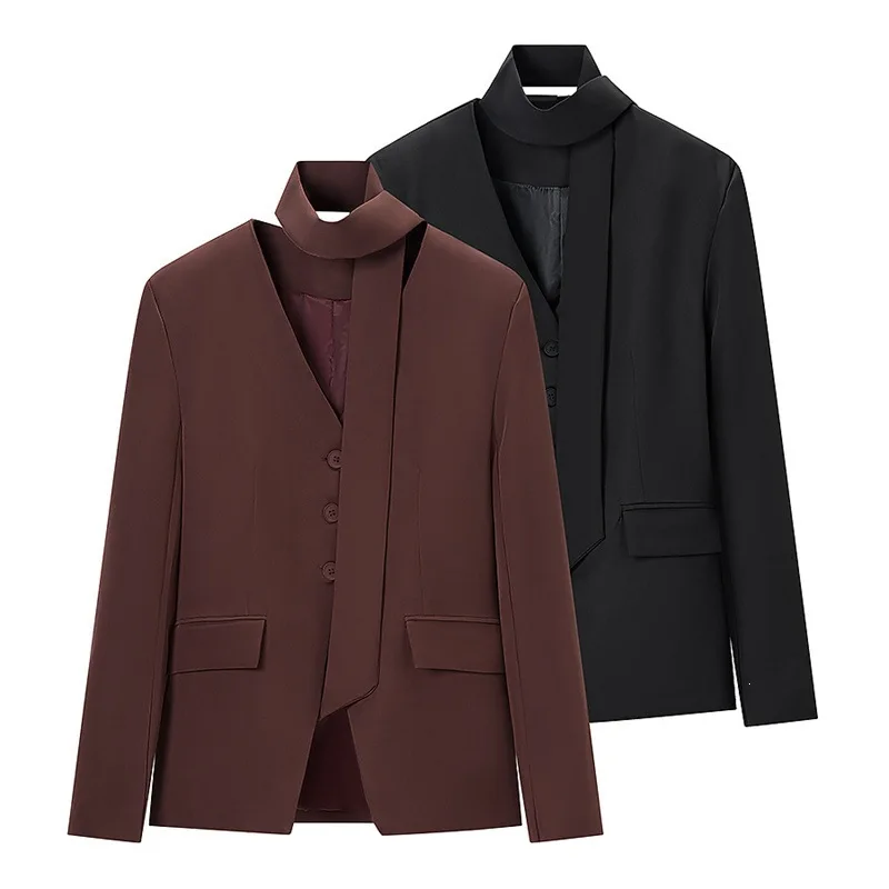 

Dave&Di European And American Style Women's Clothing Fashion Temperament Elegant Single Breasted Long Sleeved Lace Up Suit