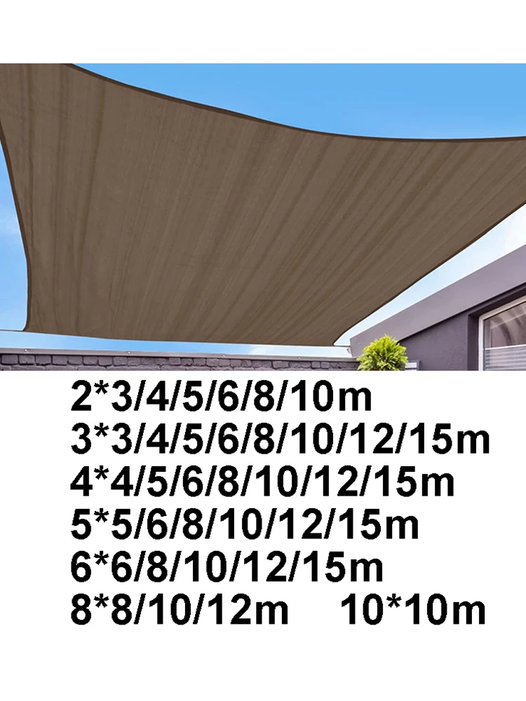 Grote Zonnescherm Zeil Dikker Zon Onderdak Anti-UV 4mx4 5x5 6x6 8x8 10x10 Buiten Tuin Tuin Balkon Camping Kaki Zonnescherm Zeil - afbeelding 2