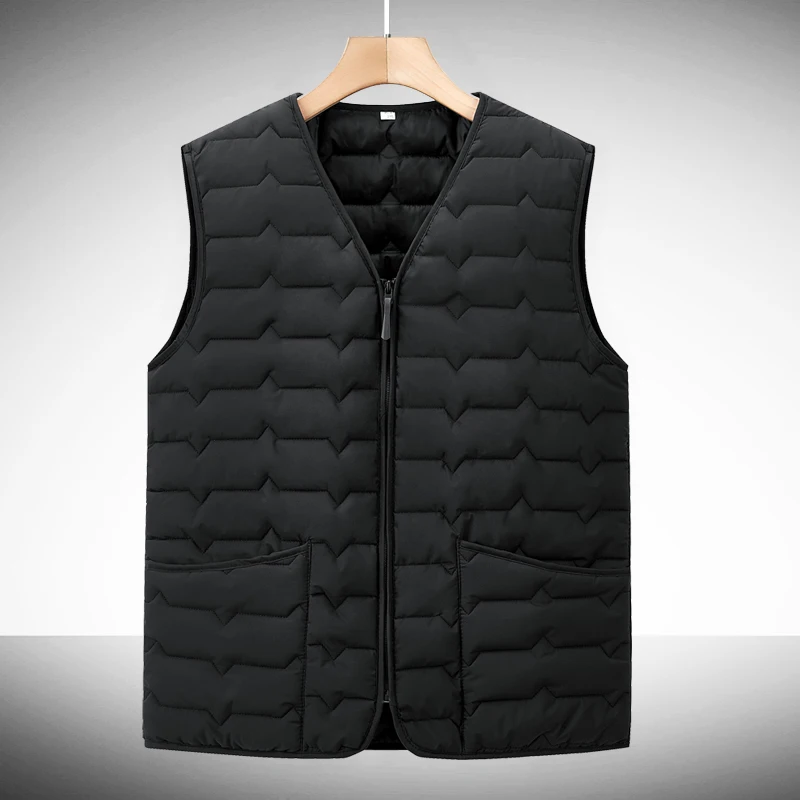 New Sleeveless Puffer Vest Jacket Mens Solid Color Down Jacket Winter Warm Vest Coat Men Waistcoat Outwear Windbreaker Clothing
