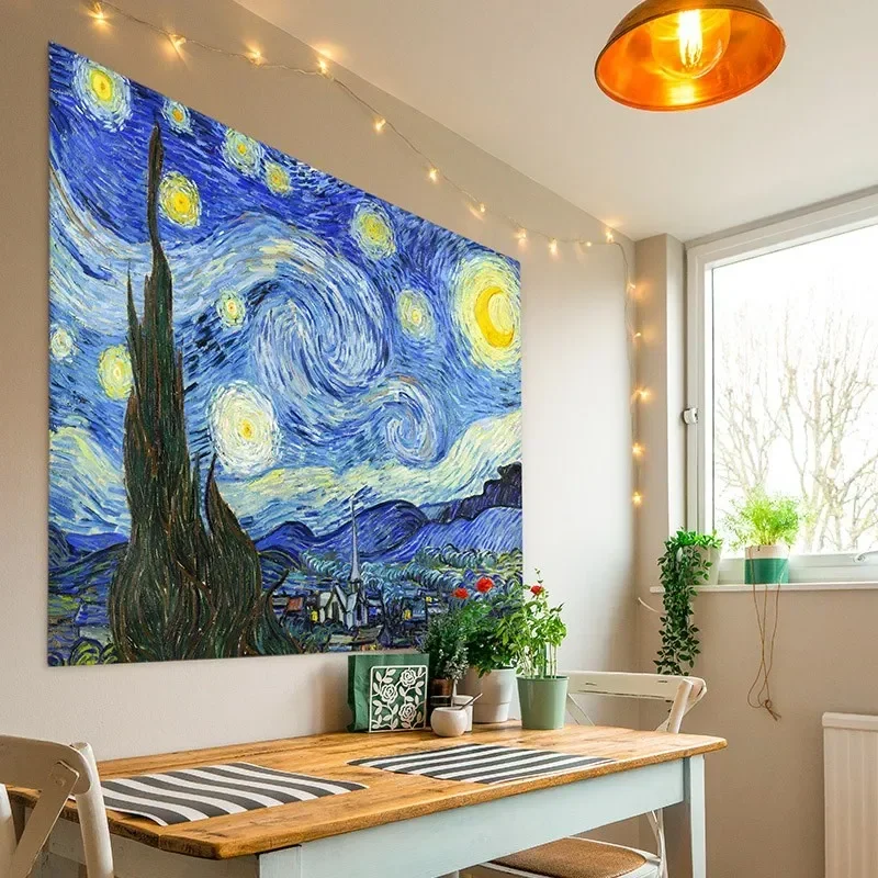 Van Gogh Series Starry Sunflower Tapestry Wall Hanging Boho Decoration Mural Home Decor Aesthetic Room Decor Bedroom Decor