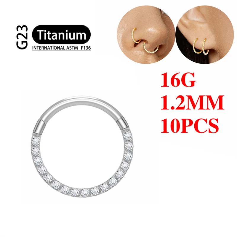 UHERA 10PCS G23 Titanium Hoop Piercing 3