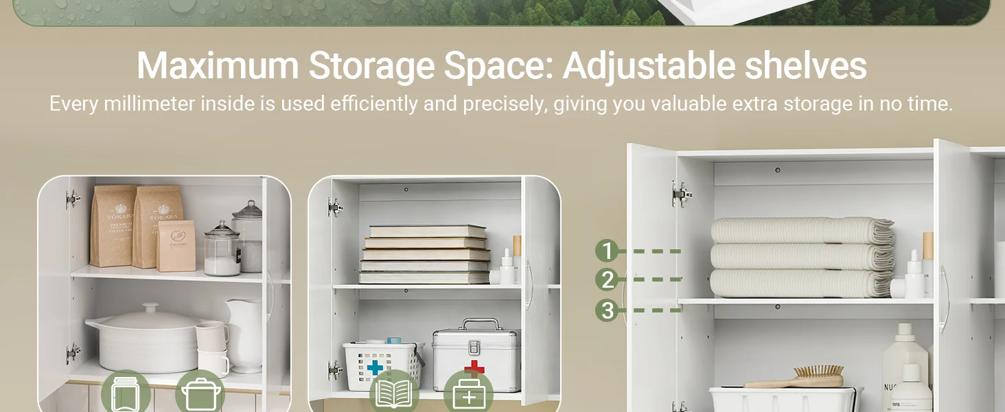 SoBuy FRG231-L Hängeschrank Badezimmerschrank Hängend Wandschrank mit Verstellbarem Regal Für Bad, Küche, Wohnzimmer 90x60x30cm – Detail 7