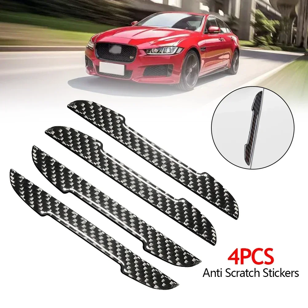 4pcs Car Door Protective Sticker Strip Carbon Fiber Look Anti-Collision Protector Car Door Edg Scratch-resistant Stickers