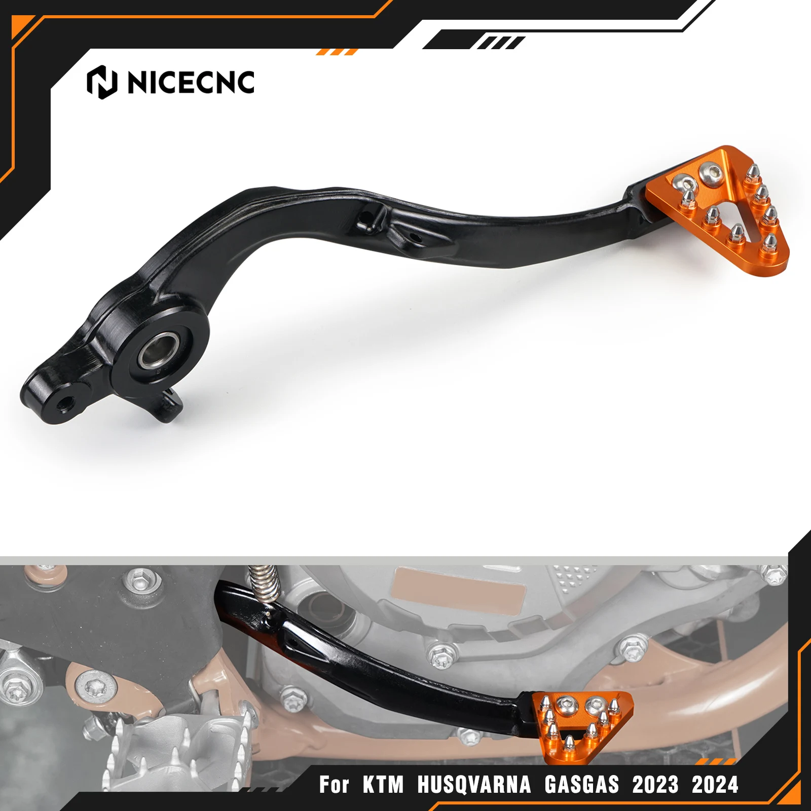 

NICECNC For KTM EXC 300 TPI SX125 SX-F 450 EXC-F 350 2017-2025 For Husqvarna GasGas Adjustable Forged Aluminum Brake Pedal Lever