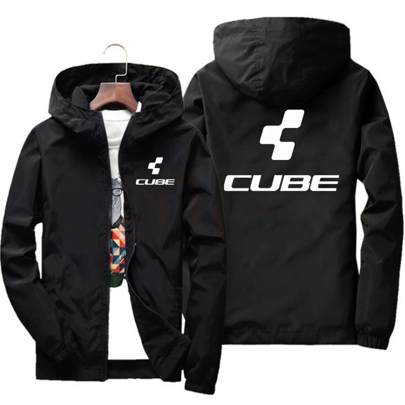 CUBE ใหม่ผู้ชาย Hooded เสื้อลําลองหลวมกันน้ําชาย Windbreaker สีทึบผู้ชายเสื้อกันลม