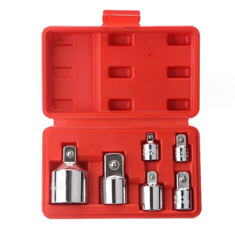 6Pc Socket Converter Adaptor Set Sleeve Adapter 1/2,3/8,1/4 Interchangeable Adapter Ratchet Wrench Attachment