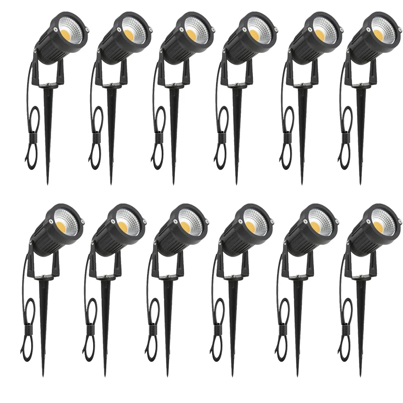 1 Meter Kabel IP65 LED Garten Rasen Lampe Licht 5W 10W Spike Landschafts lampe AC DC12V24V warmweiß blau Scheinwerfer 220 V110V